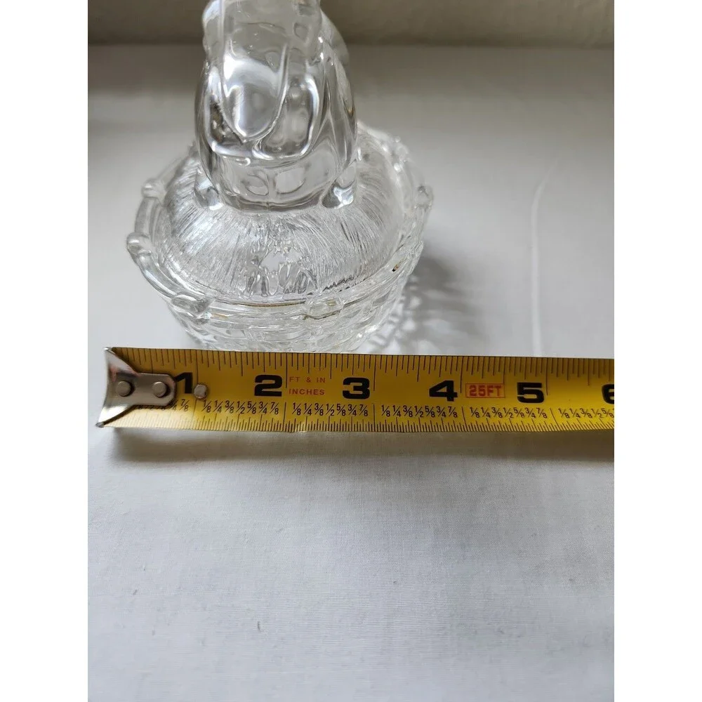 Vintage  William Sonoma Bunny on Nest Clear Glass Covered Dish